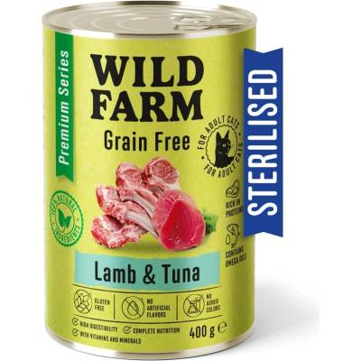 WILD FARM Premium Grain Free Lamb and Tuna 400g - беззърнена храна за кастрирани котки