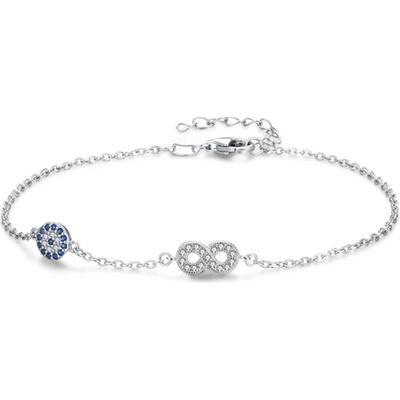 Grace Silver Jewellery stříbrný náramek Thalassa symbol nekonečna a Evil Eye NR-KLTB030 stříbrná