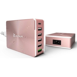 ADAM elements Захранване за ел. мрежа за лаптопи, смартфони и таблети с 5xUSB-A и 1xUSB-C изходи с технология за бързо зарежданe - Adam Elements Omnia PA601 Desktop Charging Station 81W (розовo злато) (APAADPA601EU