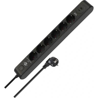 brennenstuhl Разклонител Brennenstuhl - Surge Protection, 6 гнезда, 1x USB-C & 1x USB-A, 2 m, черен (1150790602)