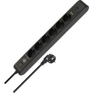 brennenstuhl Разклонител Brennenstuhl - Surge Protection, 6 гнезда, 1x USB-C & 1x USB-A, 2 m, черен (1150790602)