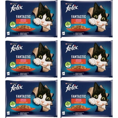 Felix Vidiecke príchute v želé s hovädzím a kuracím mäsom 12 x 4 x 85 g