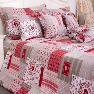 Zdeňka Podpěrová obliečky Patchwork červený so srdiečkom Flanel 70x90