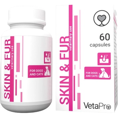 VetaPro Skin & Fur výživový doplnok pre psy a mačky s kožnými poruchami 60 cps