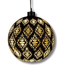NIPEKO 9432240 Dekorativní vánoční LED baňka 2xAAA 15cm černá zlatá časovač