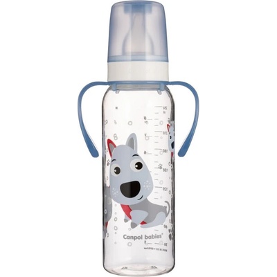 Canpol Babies láhev s potiskem a úchyty Cute Animals Medvídek zelená 250ml