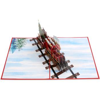 Kiriori Поздравителна картичка Kiriori Pop-up - Дядо Коледа с влак (CSRCH196PANO)