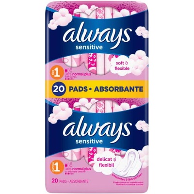 Always Дамски превръзки с крилца Always Sensitive - Ultra Normal Duo, 12 броя