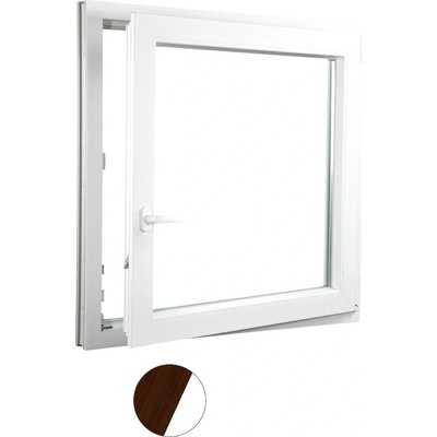 Aluplast plastové jednokřídlo 1400 x 1400 mm Tmavý dub/bílá, Pravé, Dvojsklo Ug= 1,1