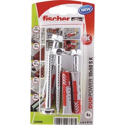 Hmoždinka Fischer DUOPOWER 10X50 S K NV, balení 4 ks – Zboží Mobilmania