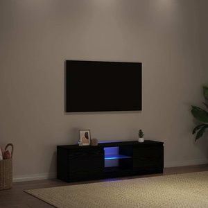 vidaXL ТВ шкаф с LED осветление, черен дъб, 120x30x36 см, инженерно дърво (862034)