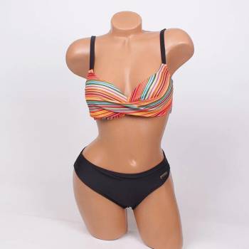 Image 1 of Бански в черен цвят с пъстро райе - чашка В