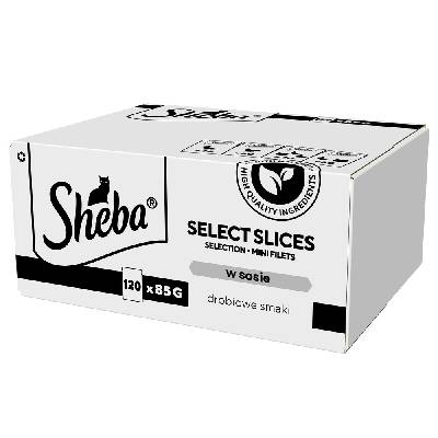 SHEBA Selection Select Slices Poultry Flavors kapsičky 120x85 g - kompletné mokré krmivo pre dospelé mačky, v omáčke