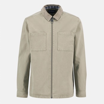 Barbour Риза с дълъг ръкав Barbour Men's Lenker Long Sleeve Stand Collar 4 Pocket Overshirt - Stone SN32
