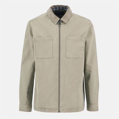 Barbour Риза с дълъг ръкав Barbour Men's Lenker Long Sleeve Stand Collar 4 Pocket Overshirt - Stone SN32