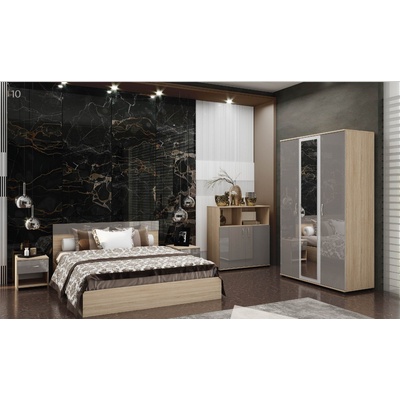 Bogdan Furniture G Спален комплект Мебели Богдан, модел BM-Ava, включващ гардероб, легло, скрин и 2бр. нощни шкафчета