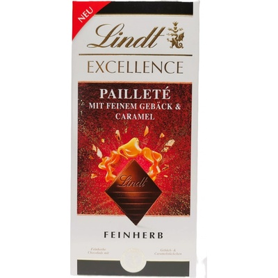 Lindt Excellence Hořká s karamelizovanými lískovými ořechy a křupavými kousky karamelu 100 g