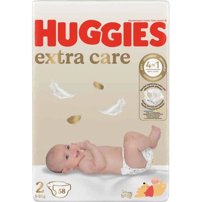 Huggies Бебешки пелени Huggies Extra Care - Размер 2, 3-6 kg, 58 броя (5029053544267)