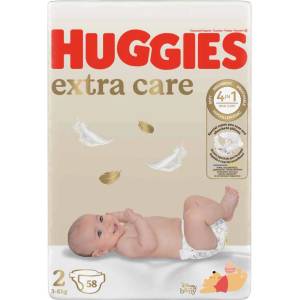 Huggies Бебешки пелени Huggies Extra Care - Размер 2, 3-6 kg, 58 броя (5029053544267) - ozone