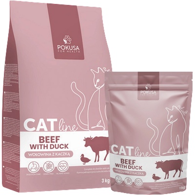 POKUSA POKUSA - храна за възрастни котки с говеждо и патешко, 1 кг, 3 кг - Полша (PO_2BfDc-1)