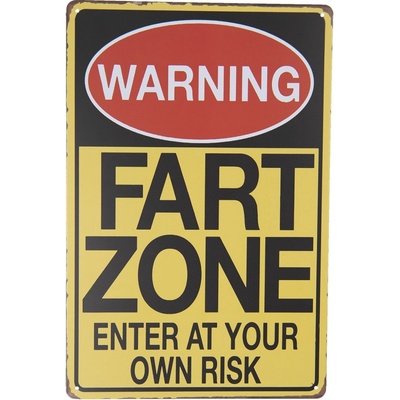 Žlutá nástěnná kovová cedule Warning - 20*30 cm - Clayre & Eef