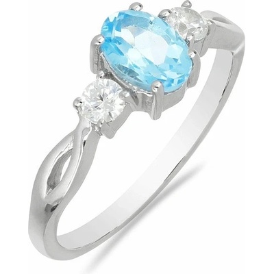 Nefertitis Prsten stříbrný s Blue Sky topazem a velkými zirkony 012108 BT