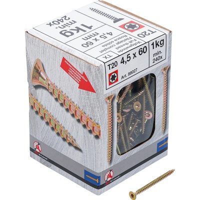 Kraftmann 88027 Viacúčelové skrutky T-profil T20 4,0 x 60 mm 1 kg / 240 ks