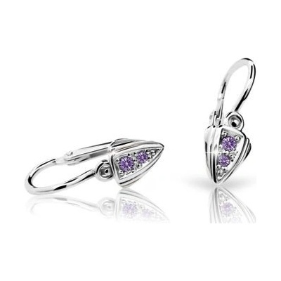 Danfil dětské náušnice C1899 z bílého zlata s kamínky Amethyst zapínání brizura