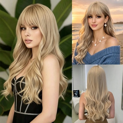Ncdshair Paruka dlouhé syntetické vlasy světlá blond