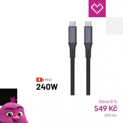 Fixed FIXDBP-CC2-GR Dlouhý nabíjecí a datový opletený FIXED s konektory USB-C/USB-C, PD 3.1, USB4gen2 20Gbps, 4K60Hz, 240W, 2m, šedý