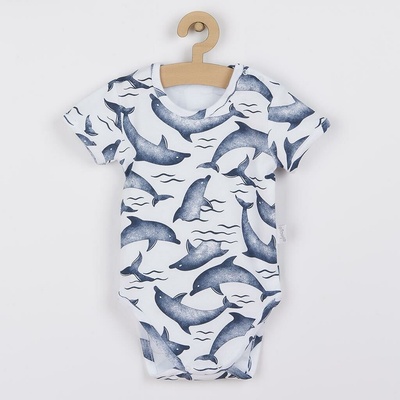 Kojenecké bavlněné body s krátkým rukávem Nicol Dolphin