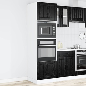 vidaXL Шкаф за фурна PORTO Черен дъб 60 x 57 x 207 см (3417316)