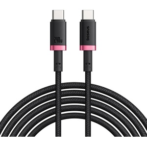 Baseus - Кабел за данни Dura Series (P10377803U03-01) - за MacBook, бързо зареждане, Type-C, PD 240W, 480Mbps, 1m - Червен / Черен