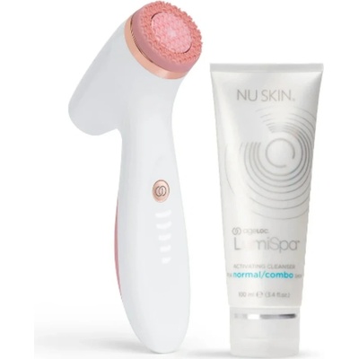 Nuskin ageLOC LumiSpa iO Rose Gold pro číštění pleti + čistící gel pro normální až smíšenou pleť 100 ml dárková sada
