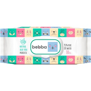 bebba Влажни бебешки кърпи с алое и пребиотик, 80 бр (3036280)