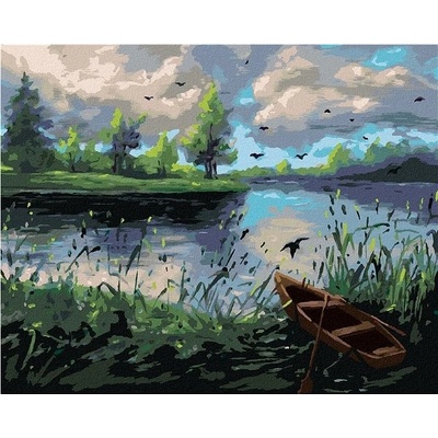 Zuty Malování Podle Čísel Lesní Krajina S Loďkou 80 x 100 Cm Plátno Rám