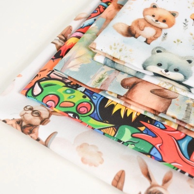 Takoy Bavlna patchwork set dětské vzory - 4 ks panelů