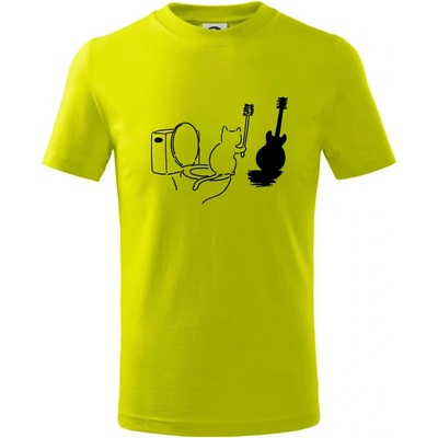 Mačka a gitara WC tričko detské limetková