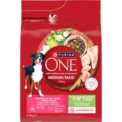 Purina One Weight Control & Sterilized Medium & Maxi krůta s rýží 2,5 kg