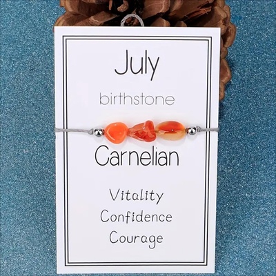 HARAHU Гривна с камък за месеца на раждане - Юли / Карнеол kp38764 (38764)