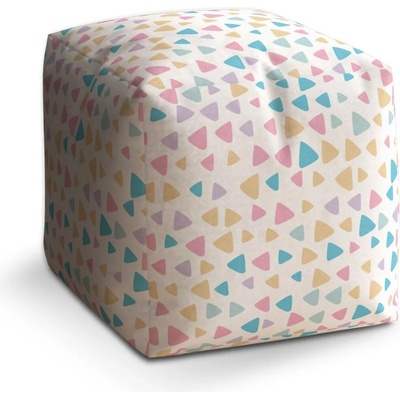 Sablio Taburet Cube Barevné trojúhelníčky - 50x50x50 cm