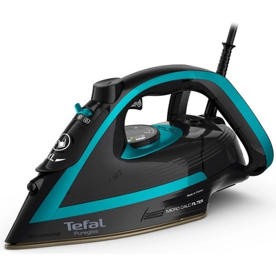 Tefal Puregliss FV8066E0 - парна ютия 3000W, 280g/min ударна пара, произведена във Франция - черна/синя
