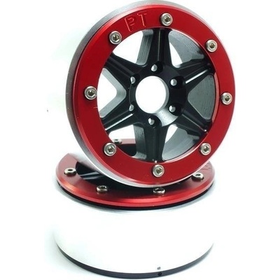 Absima Kovové Beadlock CNC disky Metsafil 1.9 SixStar Black/Red 2 ks