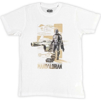 Star Wars tričko The Mandalorian Din & Grogu biele