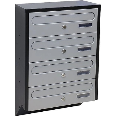 Hotová zostava poštových schránok RICHTER BK.04.CM.(SM - strieborná matná, CM - čierna matná), MP Strieborná