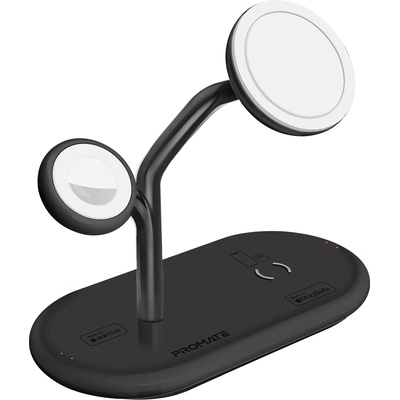 Promate Безжично зарядно ProMate Synergy, MFI Certified 65W High Speed MagSafe Charging Station 15W Qi Charging 5W Apple Watch Charger 10W Qi Charger 24W USB-C Power Delivery Qi Certified, Черен