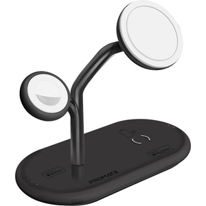Promate Безжично зарядно ProMate Synergy, MFI Certified 65W High Speed MagSafe Charging Station 15W Qi Charging 5W Apple Watch Charger 10W Qi Charger 24W USB-C Power Delivery Qi Certified, Черен