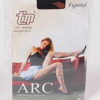 Image 1 of Дамски черен фигурален чорапогащник с ефектен десен