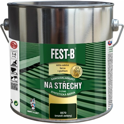 Fest-B Antikorozní nátěr na železo 2v1 na střechy S2141 2,5kg 0570 tm. zelená