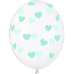 Party Deco Латексови Балони със Сърца, Прозрачни 30см (sb14c-228-099mi)